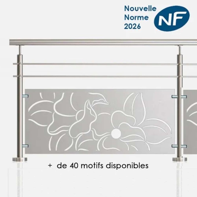 Garde-corps inox 2 lisses et tôle