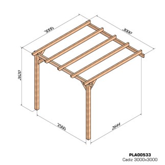 Pergola adossée bois lamellé-collé Cadiz
