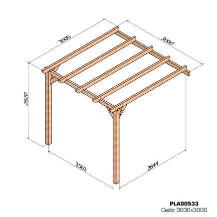 Pergola adossée bois lamellé-collé Cadiz