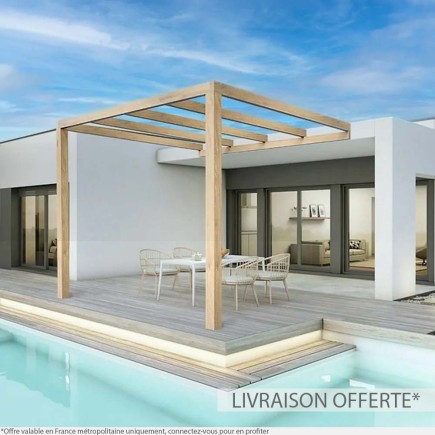 Pergola adossée bois lamellé-collé Burgos