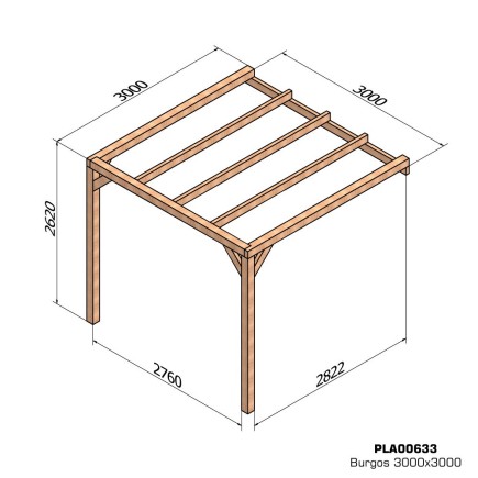 Pergola adossée bois lamellé-collé Burgos