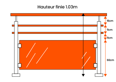 Fiche technique garde-corps 2 lisses verre