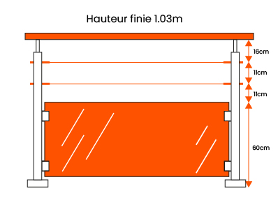 Fiche technique garde-corps 3 câbles verre