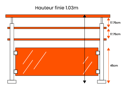 Fiche technique garde-corps 2 lisses verre