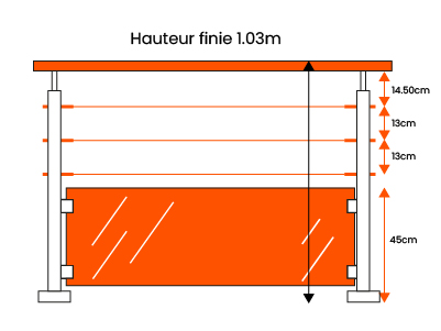 Fiche technique garde-corps 3 câbles verre